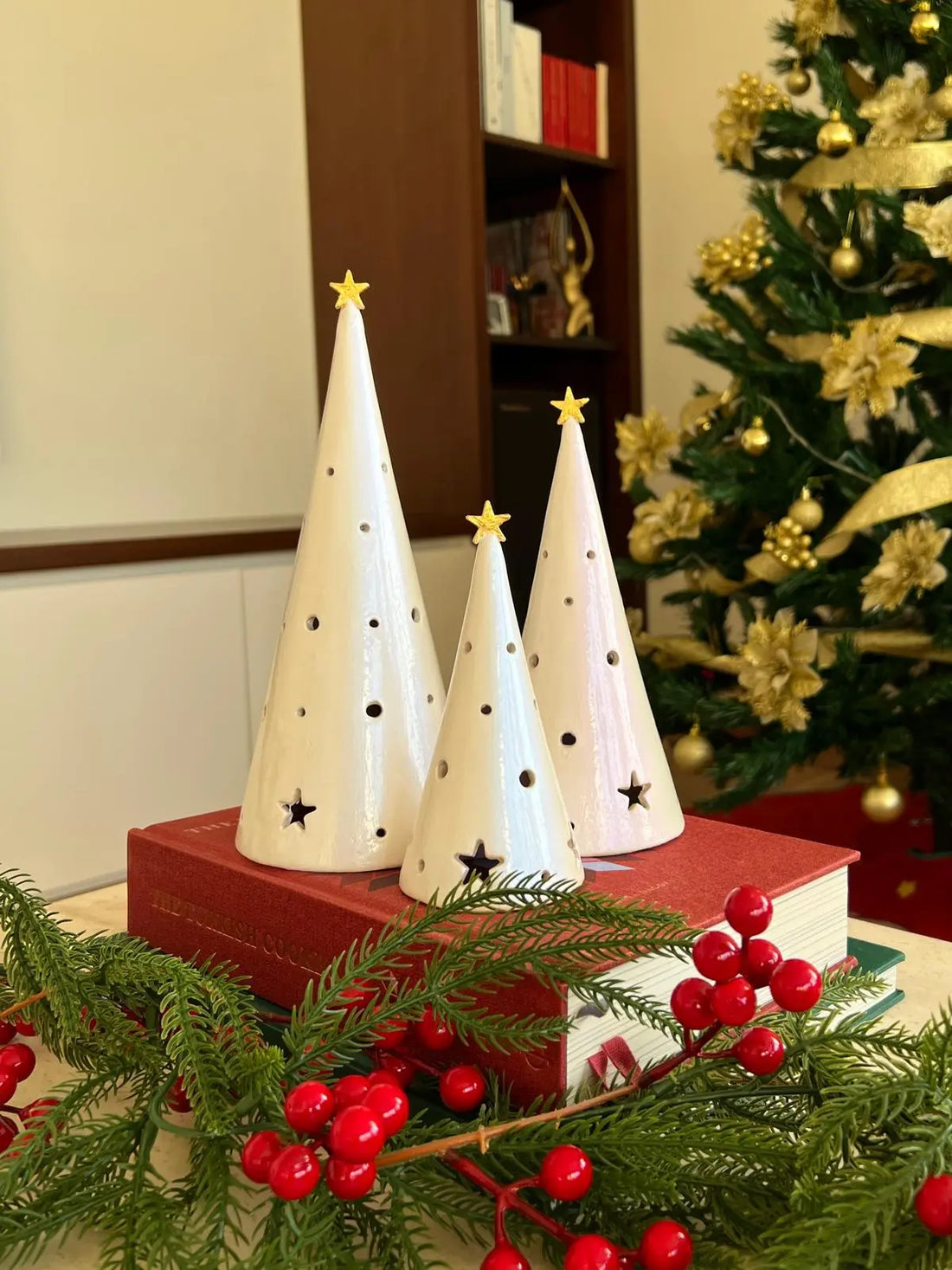 Conical Tree Ceramic Candle Holder Handmade Multicolour 24cm Dea'rt İstanbul