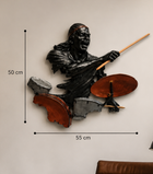 Ritmin Ustadı Baterist Duvar Heykeli Polyester El Yapımı 3D Dekoratif Duvar Objesi 50x55 cm Dea'rt İstanbul