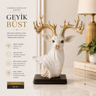 Büyük Geyik Büst Obje Polyester El Yapımı Beyaz 34cm Dea'rt İstanbul