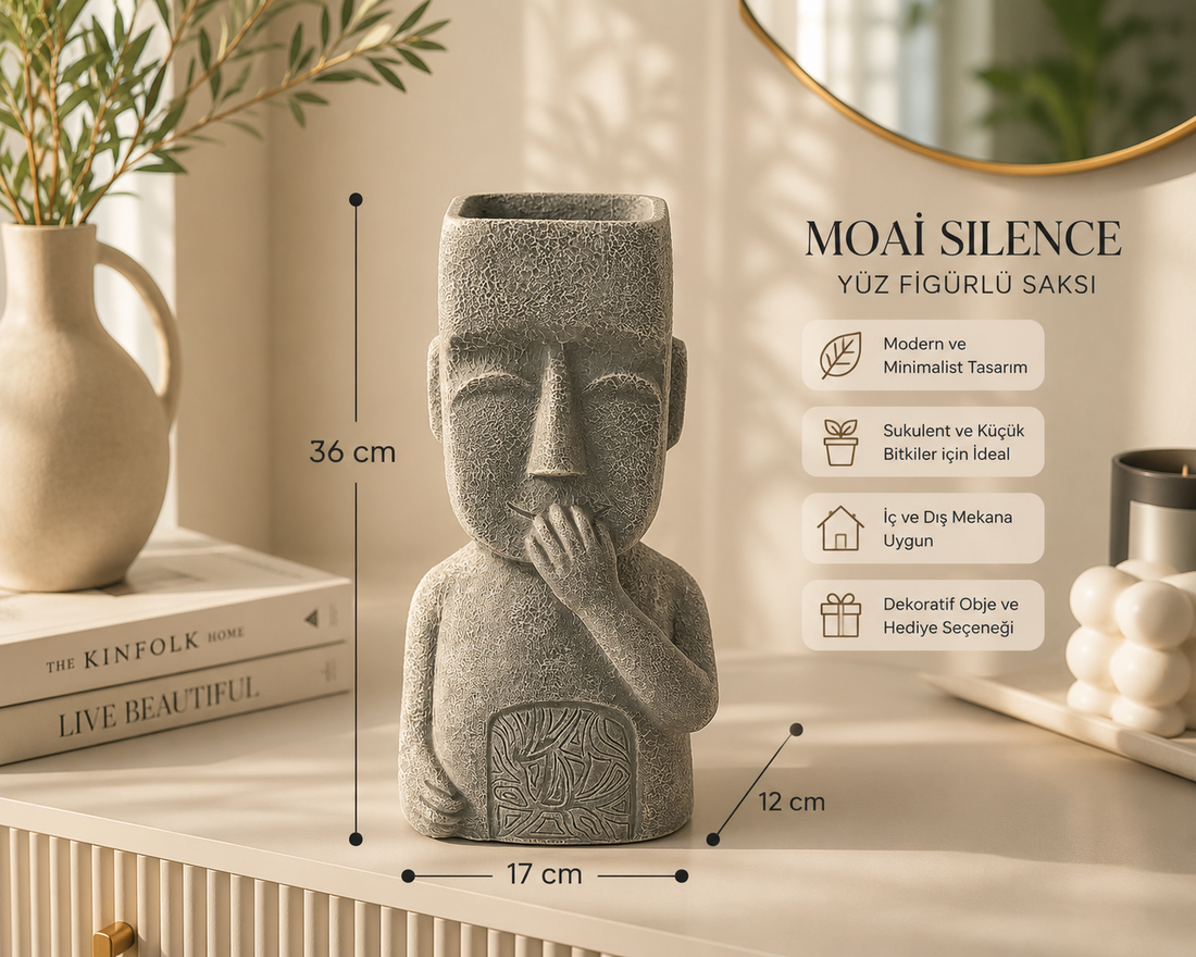 Moai Silence Yüz Figürlü Saksı Deart İstanbul