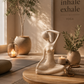 Serenity Meditatif Kadın Heykeli 31 cm – Modern Dekoratif Obje Krem Deart İstanbul